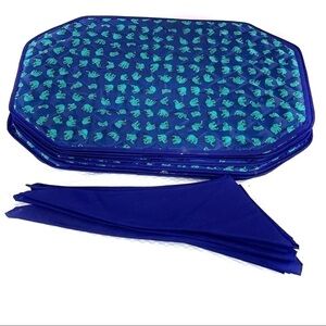 𝅺NEW-8PCS Elephant Design Quilted Placemats/Napkins